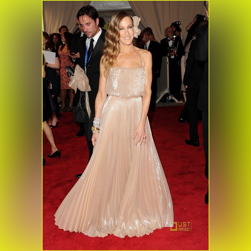 Iconic Halston Heritage Gold Dress Sarah Jessica Parker ✨✨Carrie Bradshaw ✨✨ - Picture 5 of 17